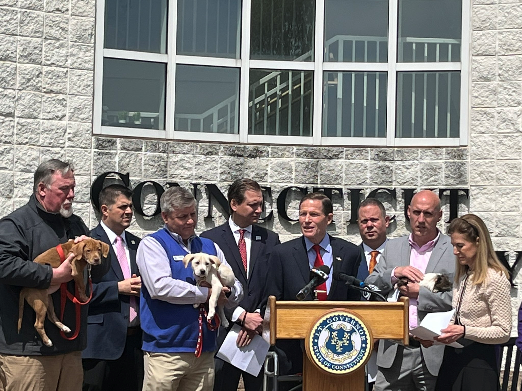 Blumenthal joined an event with the CT Humane Society to speak out against animal cruelty.